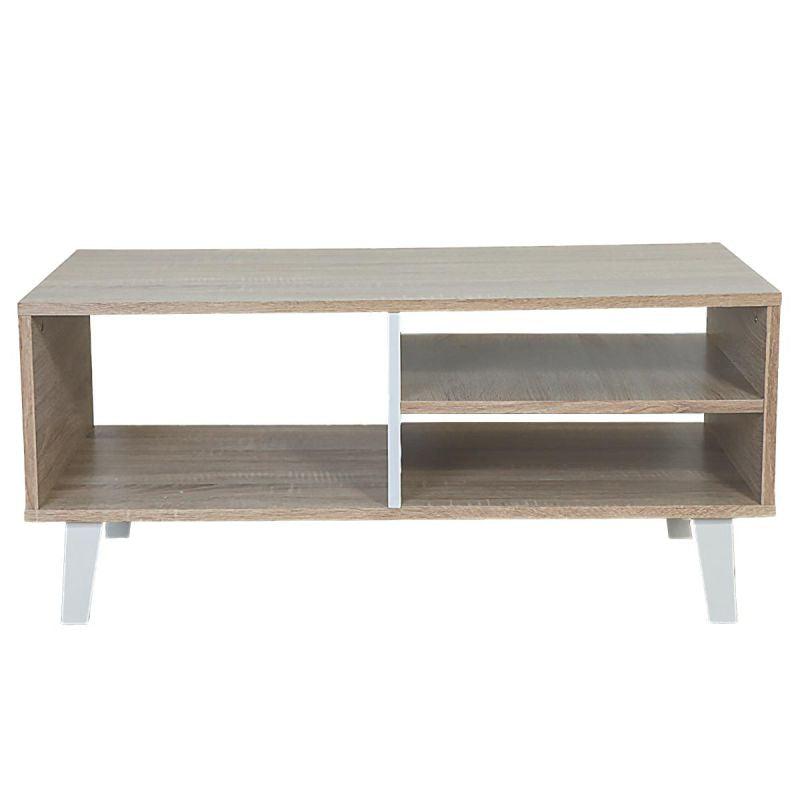 Center Table From Malaysian Wood - Wooden And White - 92x46.5x42 cm - By Baity - ALHOME