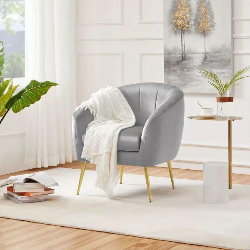 Modern Cozy Grey Velvet Arm Chair - 80x85x85 cm - By Alhome - ALHOME