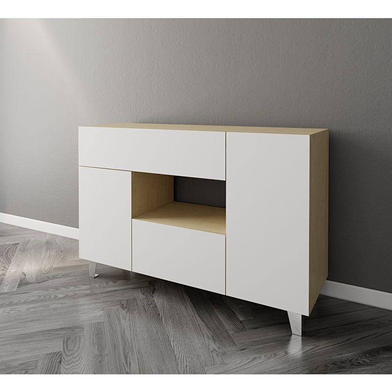 Coffee Corner with Two Doors and Two Drawers (Beige and White) By Alhome - ALHOME