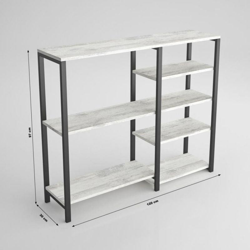 Storage Shelves Made Of Metal And Wood - Crystal White - By Alhome - ALHOME