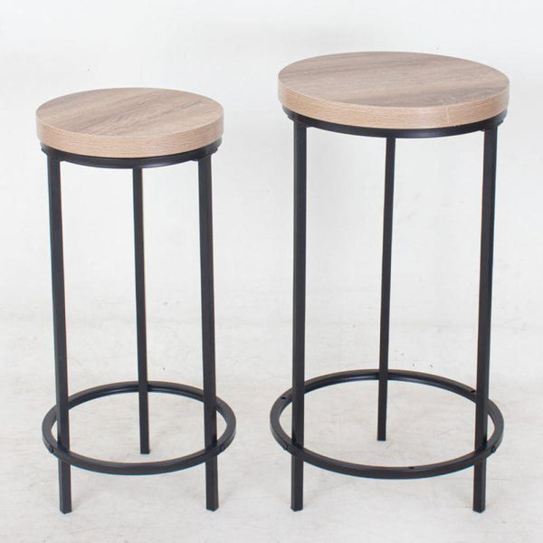 Set of Service Tables With Iron Bases And Wooden Tops By Alhome - ALHOME