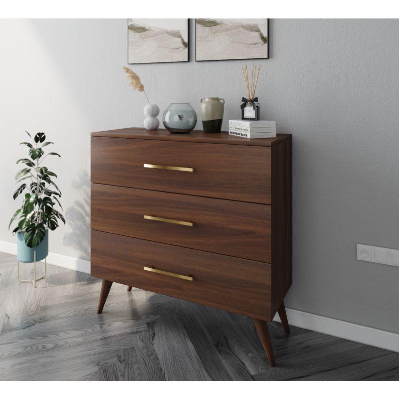 Brown Console with 3 Drawers By Alhome - ALHOME