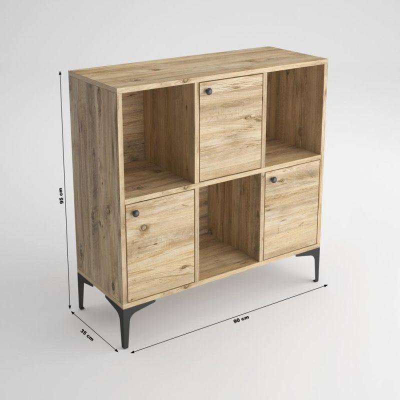 Wooden And Black Wooden Storage Cabinet By Alhome - ALHOME