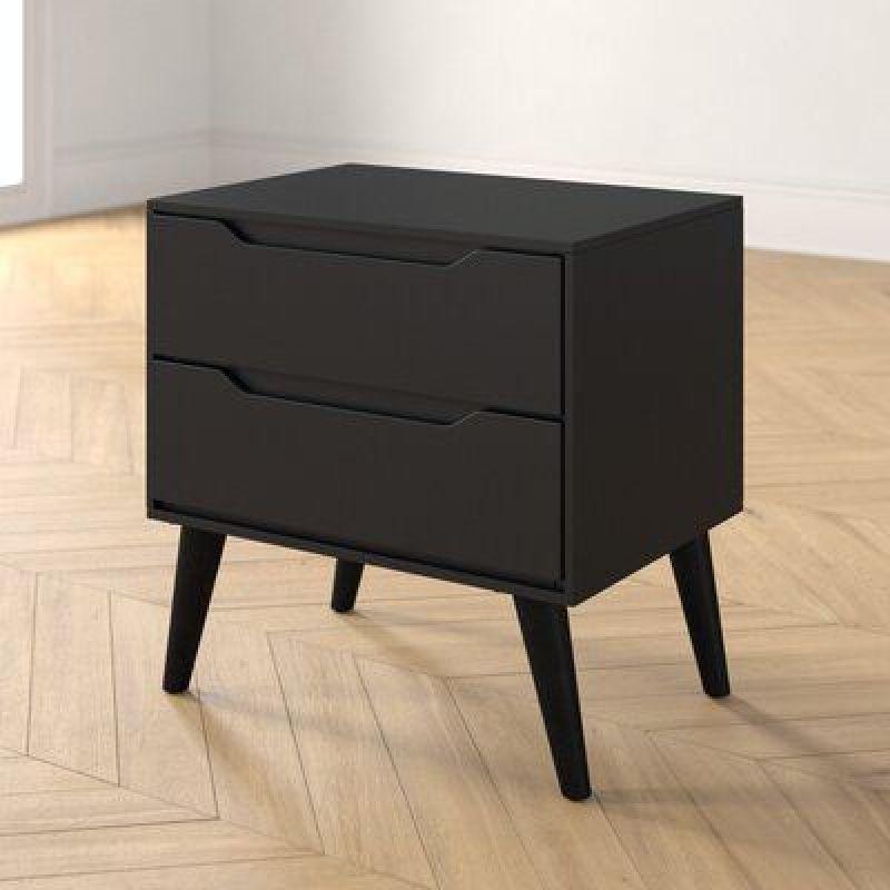 Sleek Black Melamine Nightstand By Alhome - ALHOME