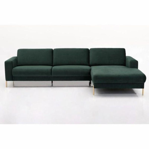 Modern Green Velvet L-Shaped Sofa - 90x250x170x45 cm - Swedish Wood By Alhome - ALHOME