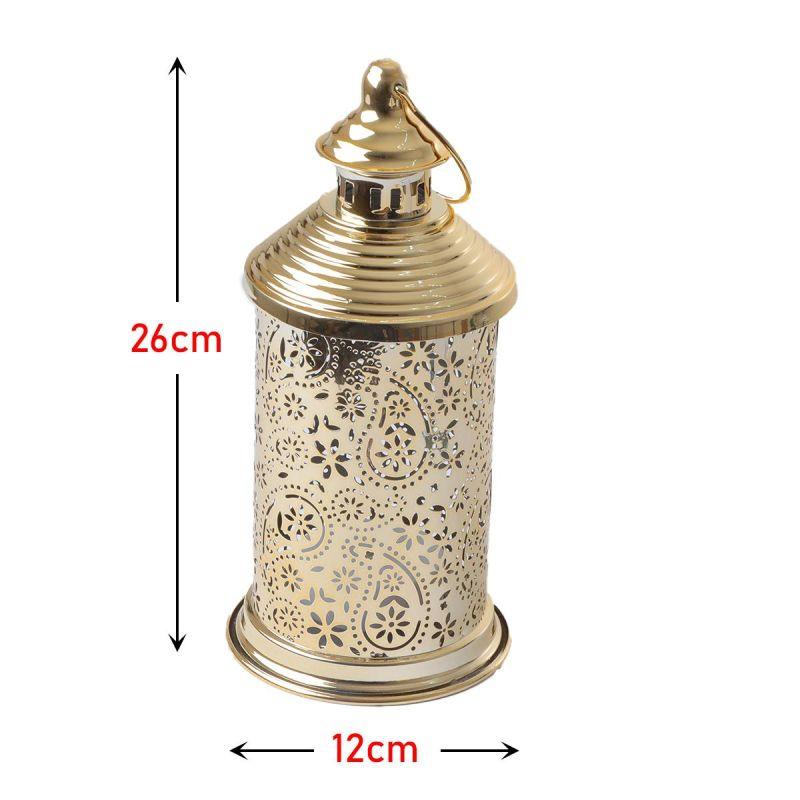 Round Steel Ramadan Lantern With Led Lighting - Gold - 26X12X12 Cm - By Family Ship - 600007813 - ALHOME