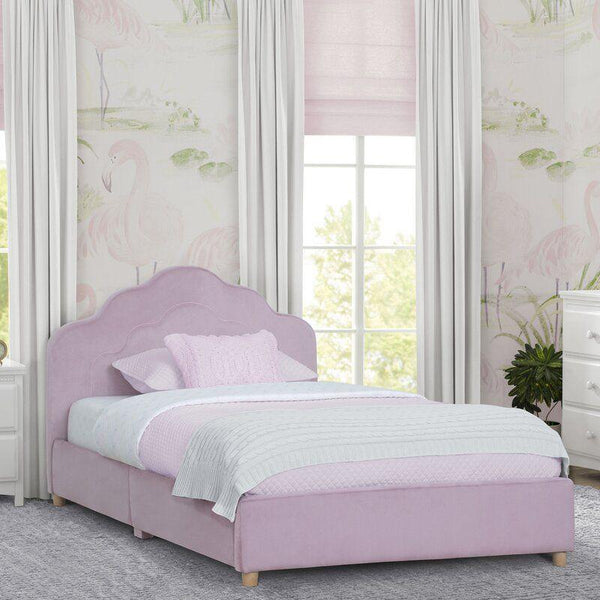 Kids Bed: 120x200x140 Wood, Pink Fabric by Alhome - ALHOME