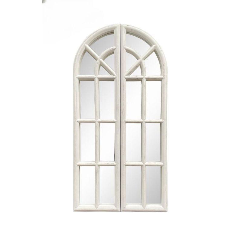 Window Wall Mirror with Two Doors - White - 40x81x2.5 cm - By Family Ship - ALHOME