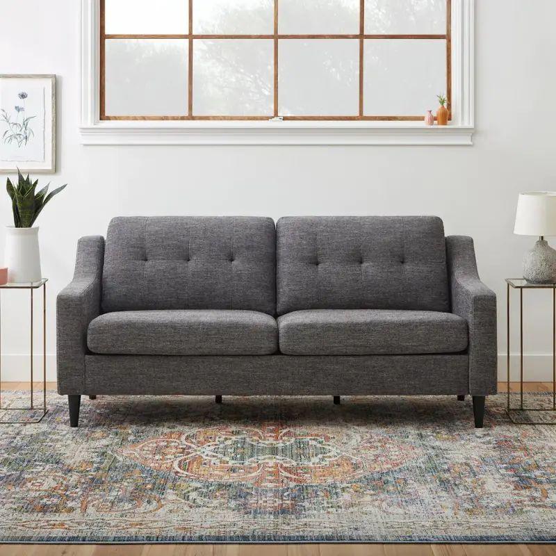 Contemporary Gray Linen 2-Seater Sofa Swedish Wood By Alhome - 110110823 - ALHOME