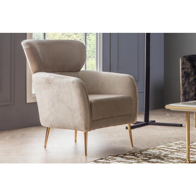 Beige Velvet Chair By Alhome - 110111680 - ALHOME