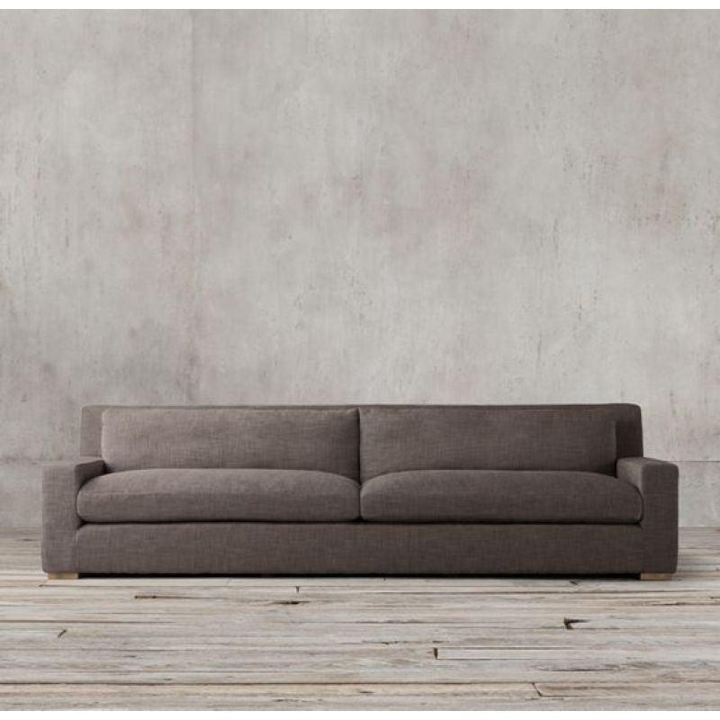 Rich Brown Linen 3-Seater Sofa - 250x90x45 cm - Swedish Wood By Alhome - ALHOME