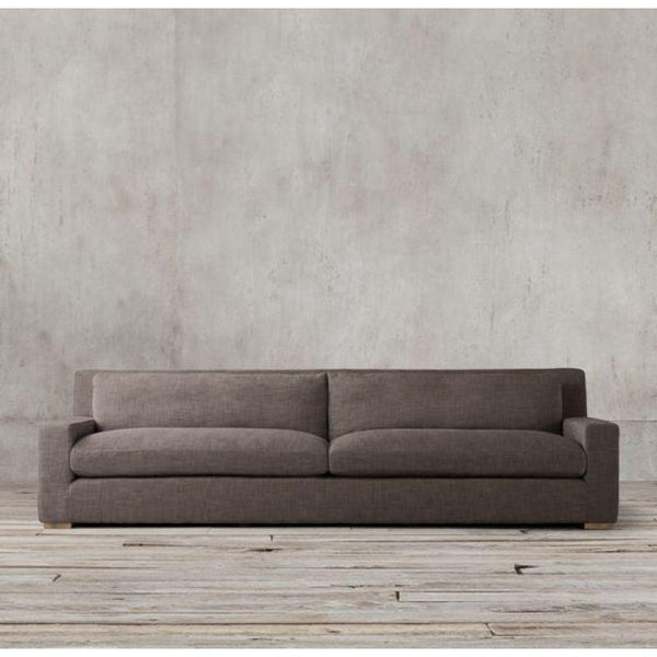 Rich Brown Linen 3-Seater Sofa - 250x90x45 cm - Swedish Wood By Alhome - ALHOME