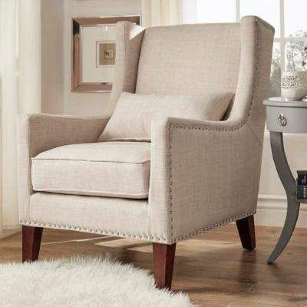 Timeless Beige Linen Chair with Swedish Wood Design By Alhome - ALHOME