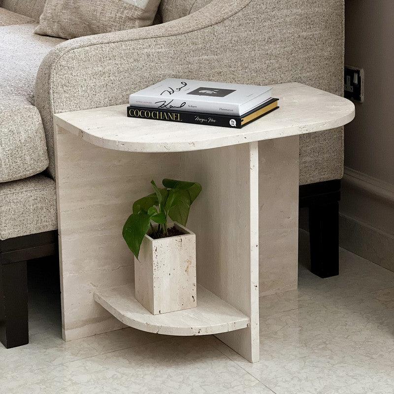 Treventino Chic White Marble Side Table By Alhome - Zrafh.com - Your Destination for Baby & Mother Needs in Saudi Arabia