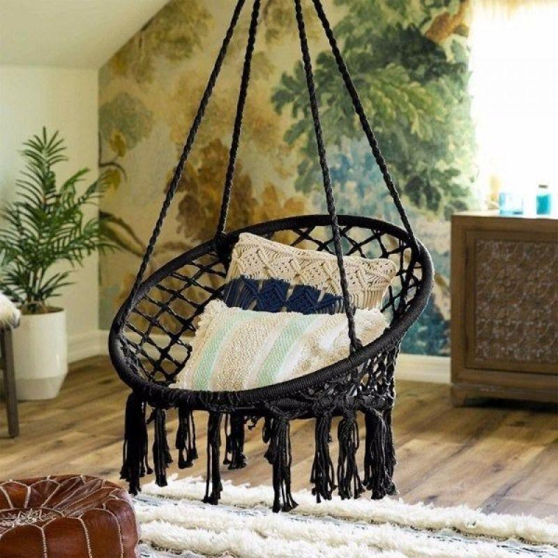 Hanging Swing Chair - Rope - Black - By Alhome - ALHOME