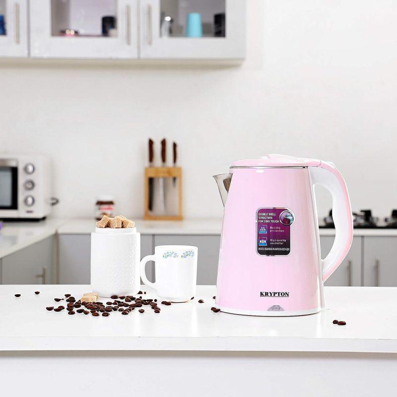 Krypton Double Layer Electric Kettle - Stainless Steel - 1500 W - 1.8 L - Pink - knk6062 - .com - Your Destination for Baby & Mother Needs in Saudi Arabia