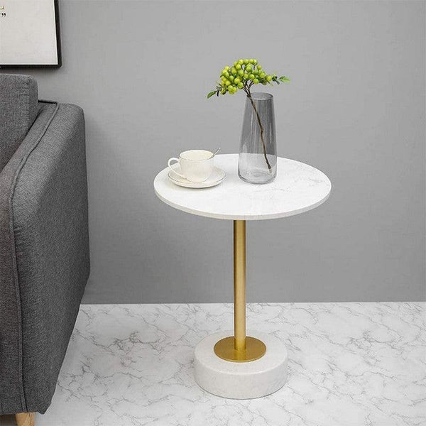 Side Table 55x35 cm - Gold & White By Alhome - ALHOME