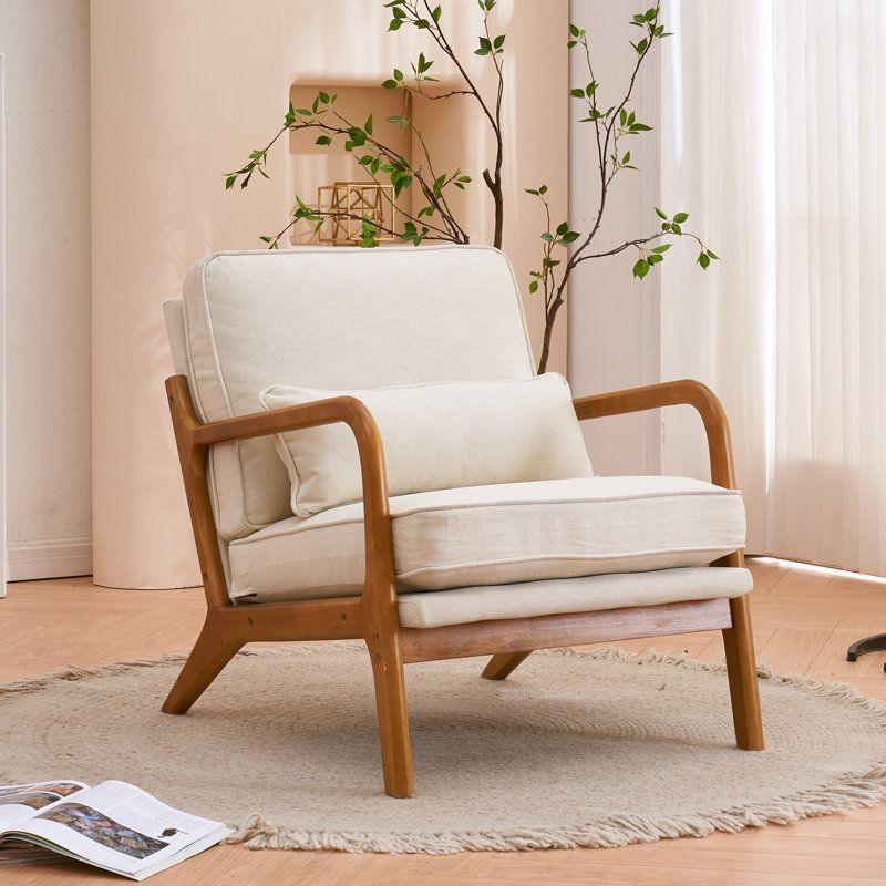 Modern Linen Chair - 80x85x85 cm - Wood - By Alhome - ALHOME