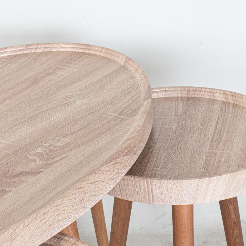 Set of Wooden Tables With Wooden Bases By Alhome - ALHOME