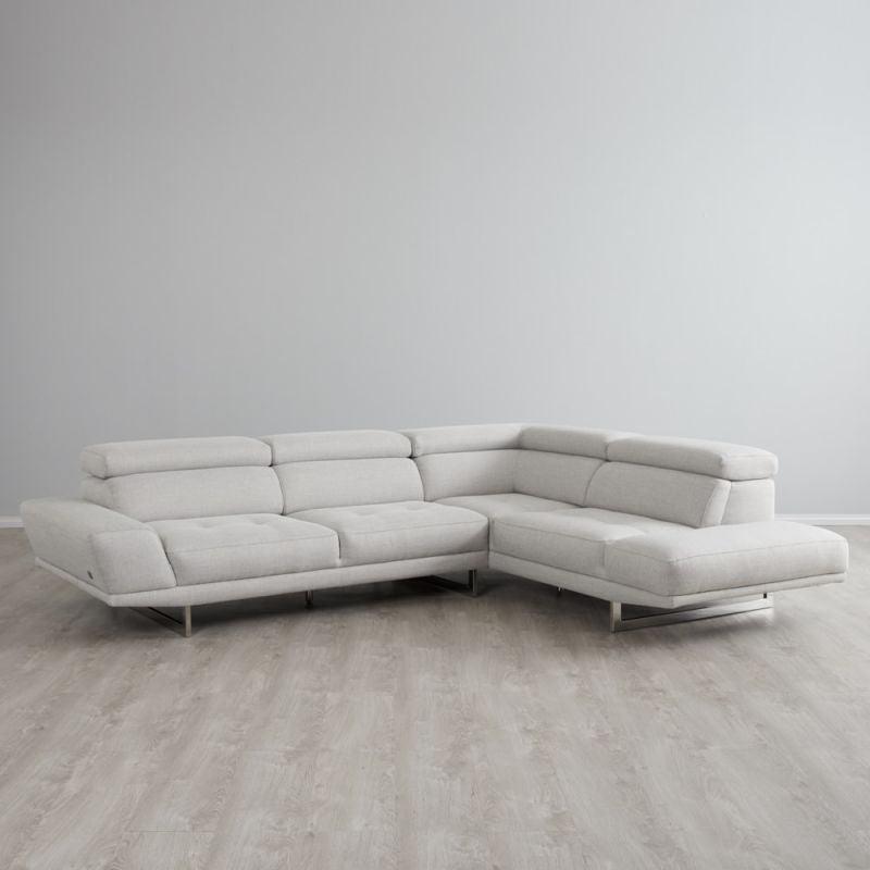 Stylish White Linen L-Shaped Sofa - 230x135x45x85 cm - Swedish Wood By Alhome - ALHOME