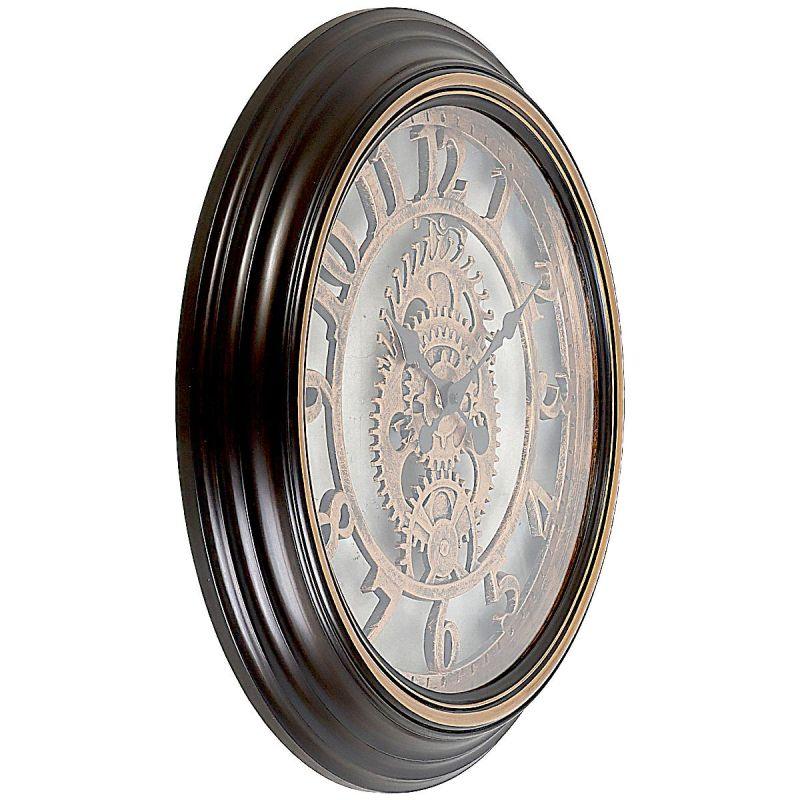 Battery Operated Plastic Circular Wall Clock - Bronze And Brown - 50 Cm Diameter - By Family Ship - ALHOME