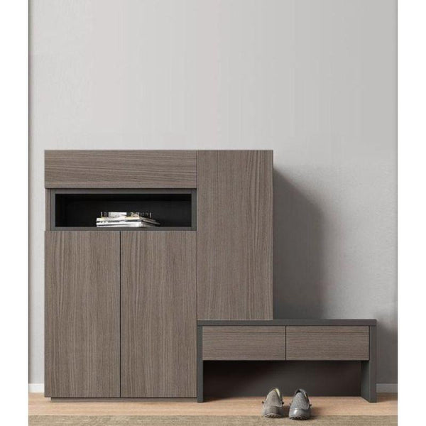 Gray Shoe Cabinet with Shelves and Drawers By Alhome - ALHOME