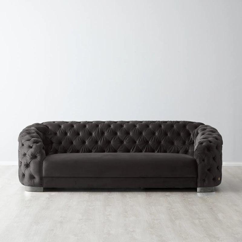 Velvet Black 3-Seater Sofa By Alhome - ALHOME