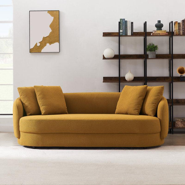 3-Seater Camel Boucl√© Sofa" By Alhome - ALHOME