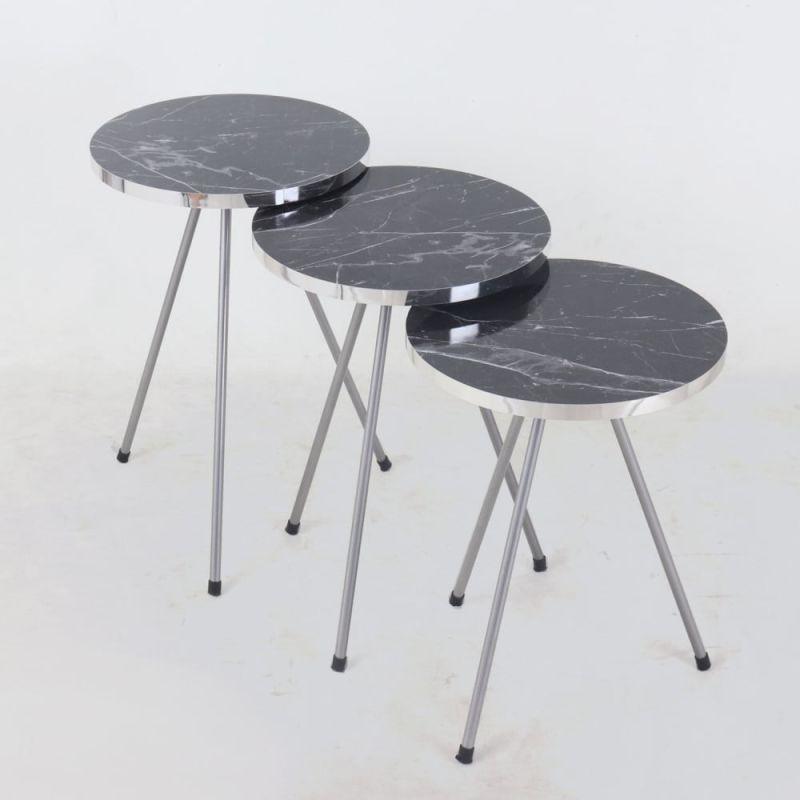 Set of Black Wooden Tables With Iron Bases By Alhome - ALHOME