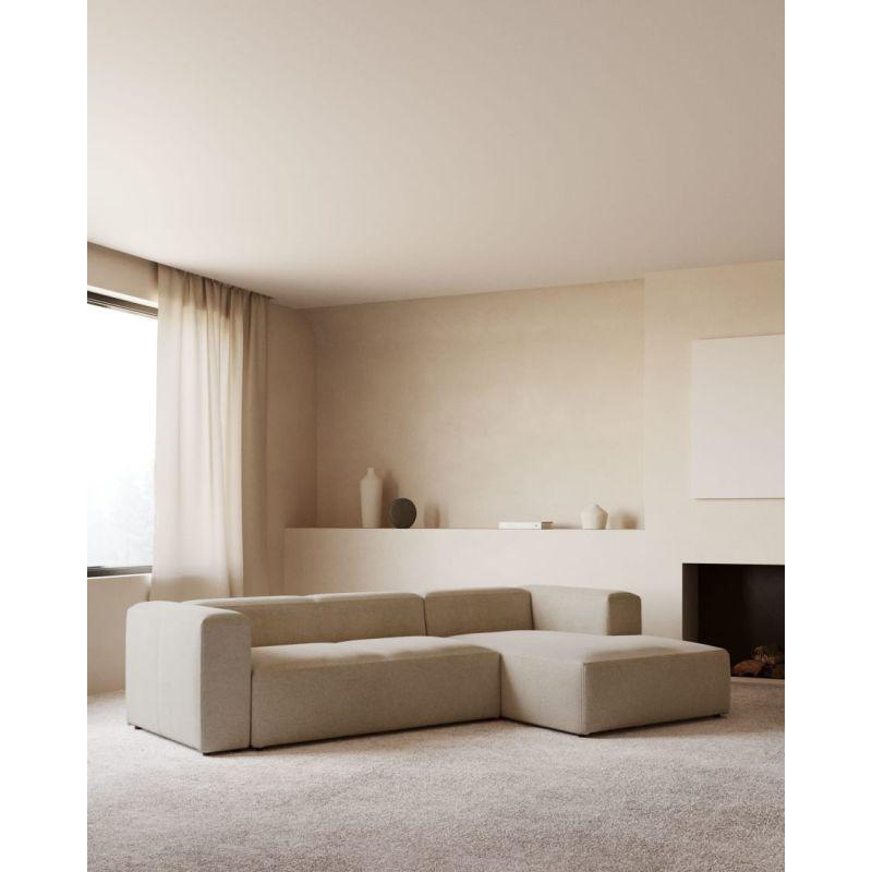 Beige Swedish Wood L-Shape Sofa - Size: 270x160x85x85, Material: Linen By Alhome - ALHOME