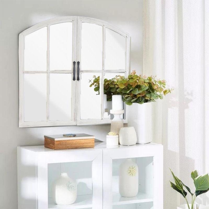 Window Wall Mirror with Two Doors - White - 71x64.5x2 cm - By Family Ship - ALHOME