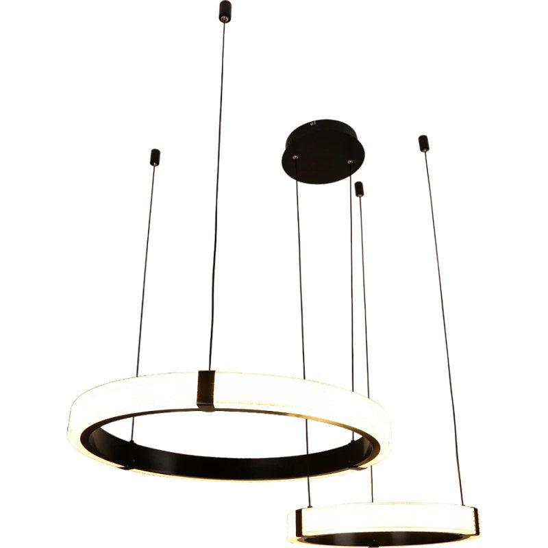 Modern Chandelier With Two Black Rings With 3 Lights - 115 W By Alhome - ALHOME