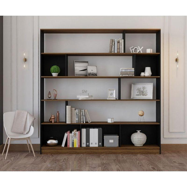 Brown and Black Shelving Unit By Alhome - ALHOME