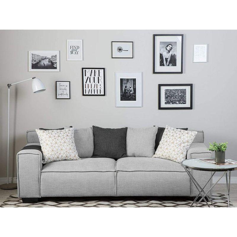 Modern Linen 3 Seater Sofa - Grey - 280x85x85 cm - By Alhome - ALHOME