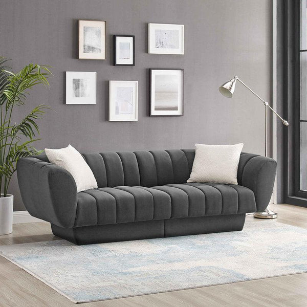 Modern Elegance: 3-Seater Velvet Sofa in Gray By Alhome - ALHOME