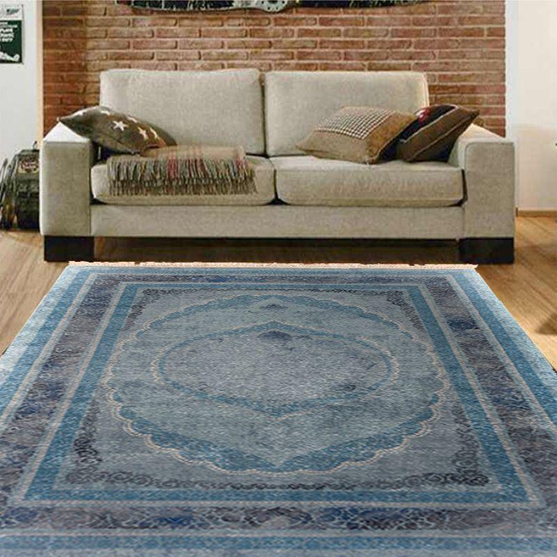 Velvet Turkish Rectangular Decorative Carpet - Blue - By In House - ALHOME