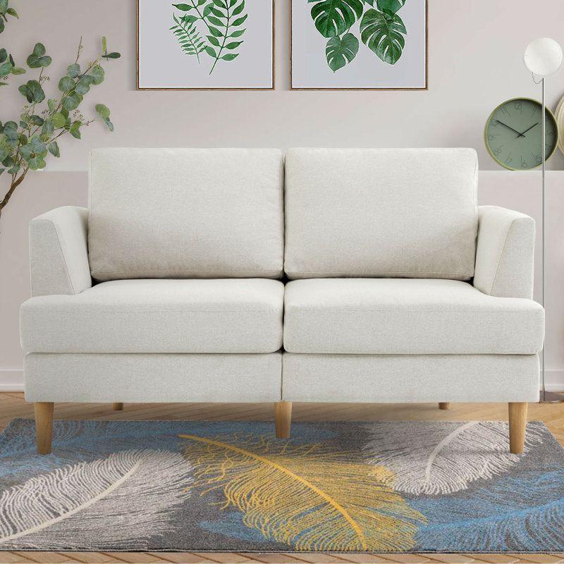 Modern Linen 2 Seater Sofa - White - 180x85x85 cm - By Alhome - ALHOME