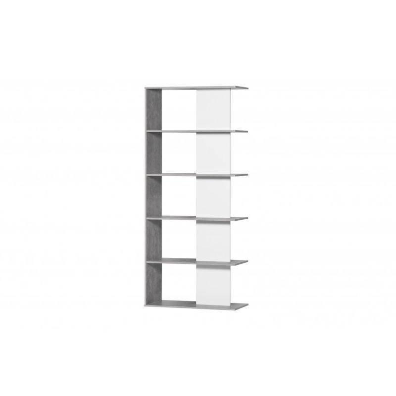 Shelving Unit With 5 Layers From Malaysian Wood - Gray And White - 80x30x180 cm - By Baity - ALHOME