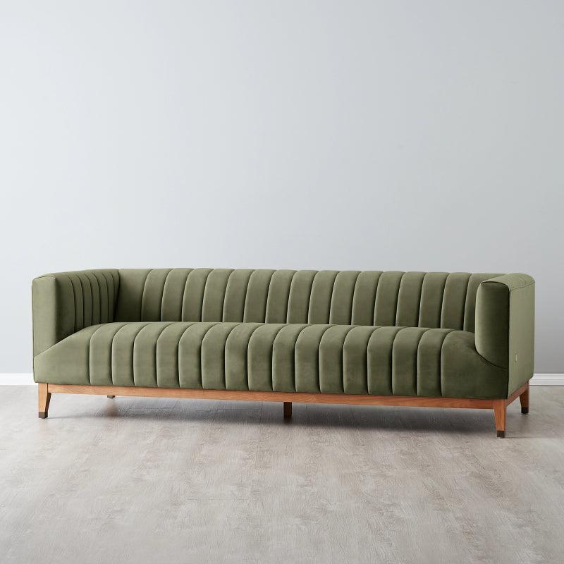 Velvet 3-Seater Sofa in Lush Green By Alhome - ALHOME