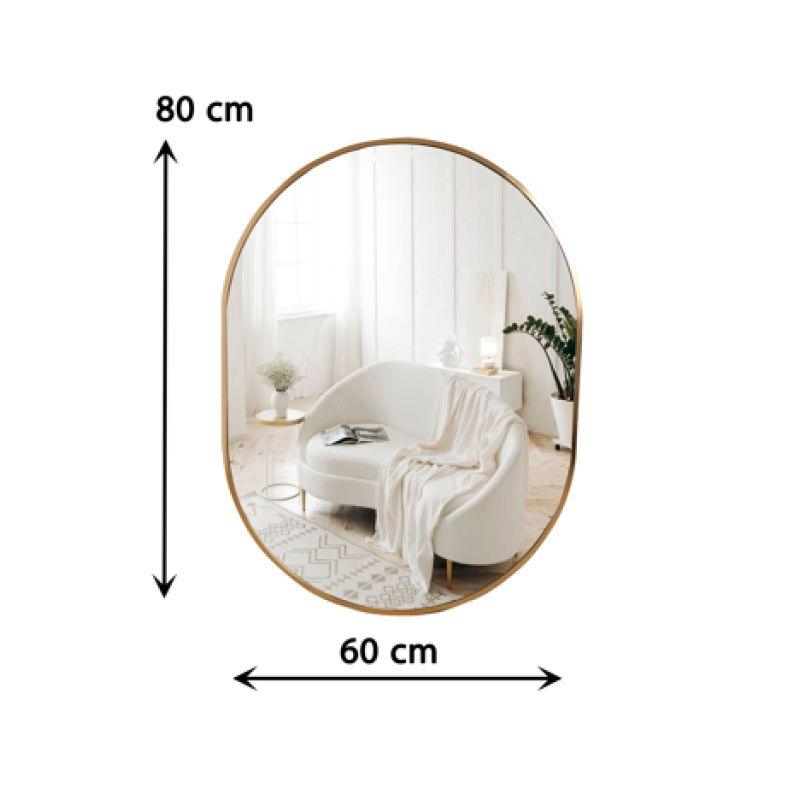 Curved Wall Mirror with Aluminum Frame - Gold - 60x80x3 cm - By Family Ship - ALHOME