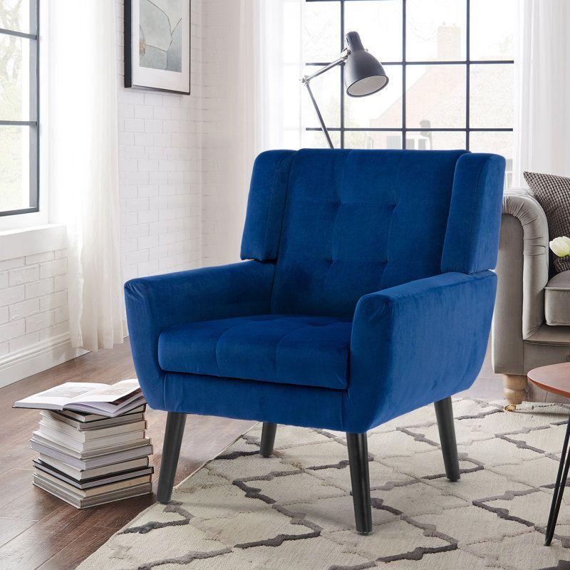 Modern Velvet Chair - Indigo - Wood - 90x85x85 cm - By Alhome - ALHOME