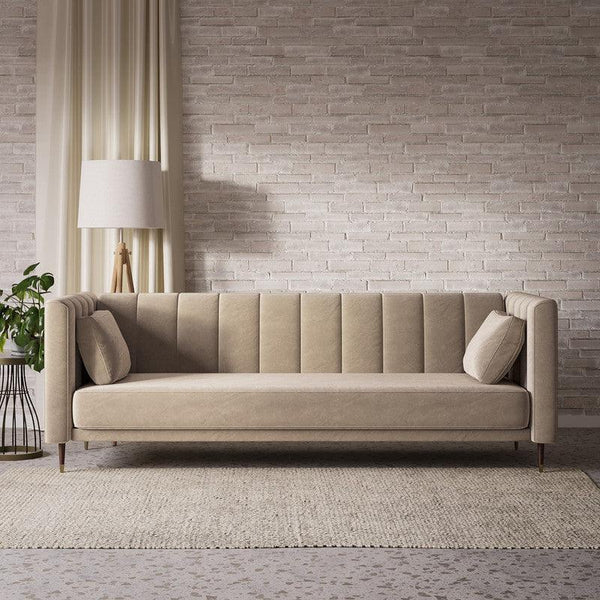 Sublime Simplicity: Beige Velvet 2-Seater Sofa By Alhome - ALHOME