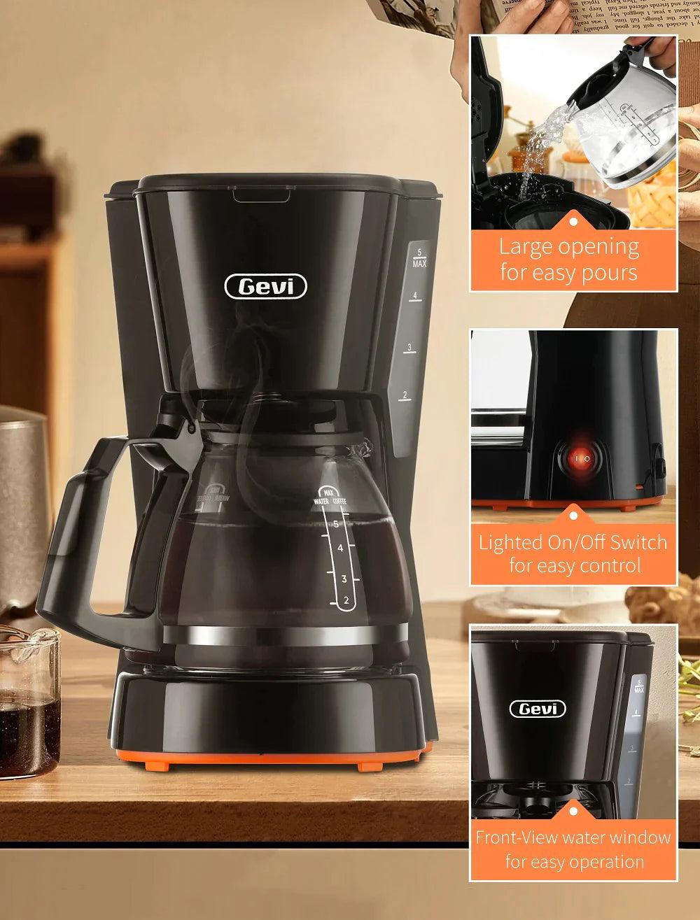 Gevi 5 Cups Small Coffee Maker, Compact Coffee Machine with Reusable Filter, Warming Plate and Coffee Pot for Home and Office - .com - Your Destination for Baby & Mother Needs in Saudi Arabia