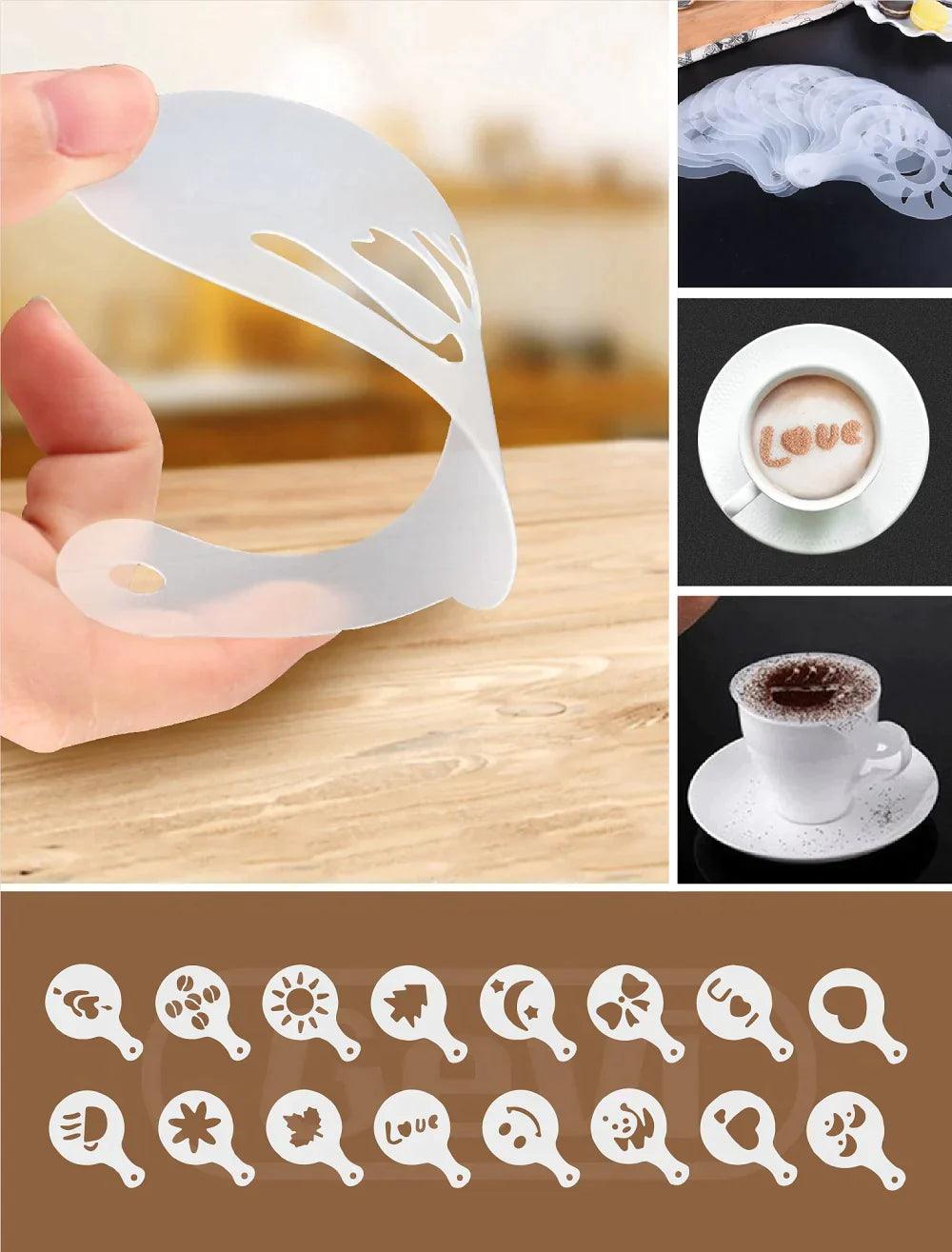 Gevi Espresso Machine Accessories - Milk Frothing Pitcher 12oz/350mL, 16 Pieces Coffee Decorating Stencils, Decorating Art Pen, Stainless Steel Tamper, Barista Towel and Coffee Tamper Placement - .com - Your Destination for Baby & Mother Needs in Saudi Arabia