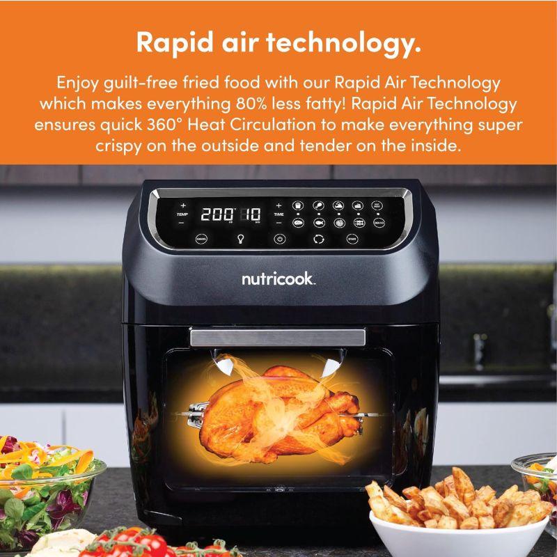 Nutricook Air Fryer Oven with Grill 1800W 8 Programs 12 Liters - Black - ALHOME