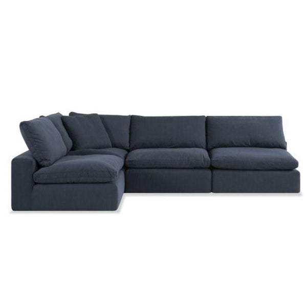 Elegant Dark Blue Velvet L-Shaped Sofa - 90x250x170x45 cm - Swedish Wood By Alhome - 110111021 - ALHOME