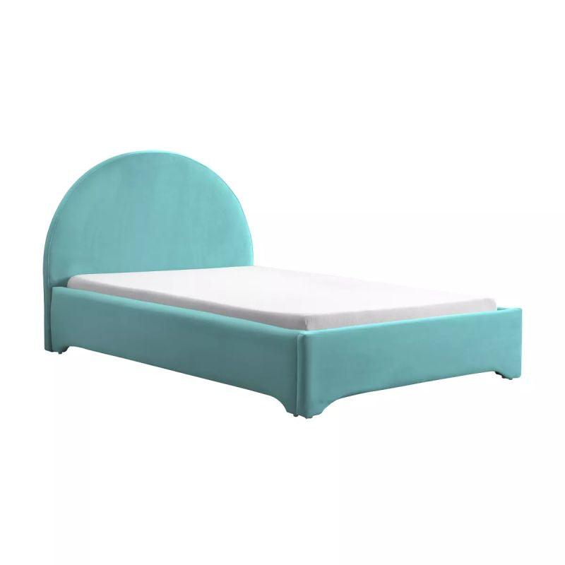 Kids' Sky Blue Fabric Upholstered MDF Bed: Serene Comfort, 120x200x140 cm by Alhome - ALHOME