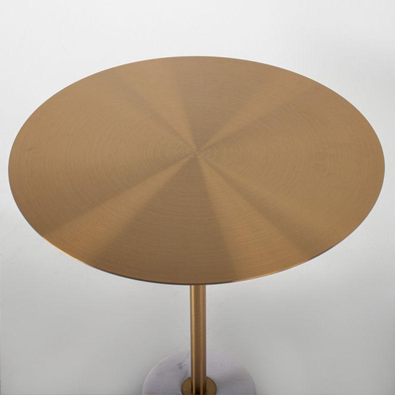 Modern Single Side Table With A White Marble Base And A Golden Stainless Steel Circular Top By Alhome - ALHOME