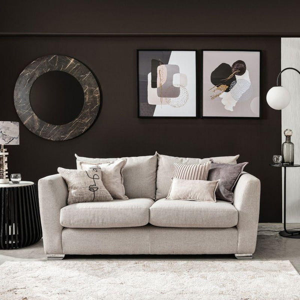 Modern Linen 3 Seater Sofa - Beige - 280x85x85 cm - By Alhome - ALHOME