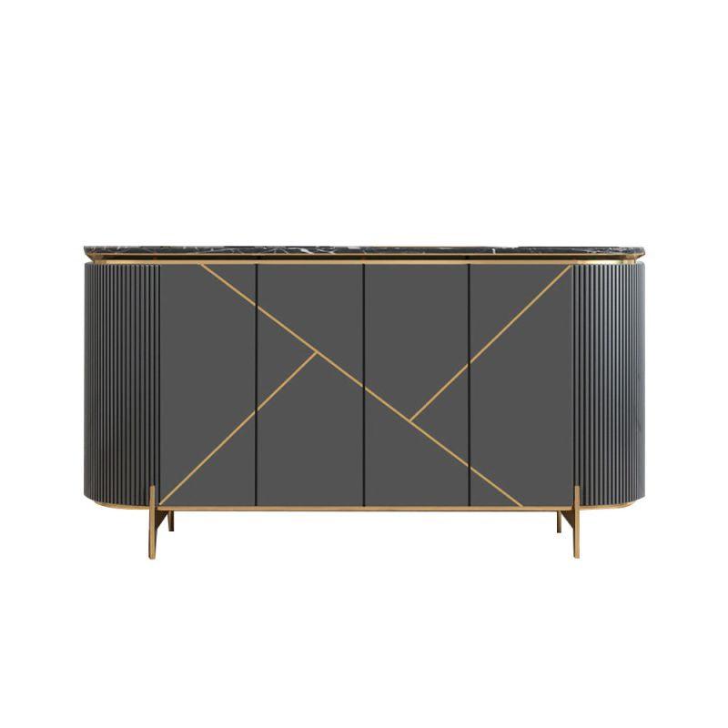 Contemporary Wood, Iron, and Marble Buffet Table By Alhome - ALHOME